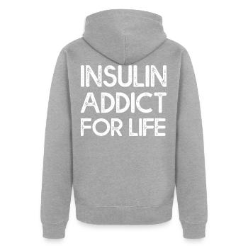 Insulin Addict For Life 2 - Unisex Premium Organic Zip Hoodie - heather grey - Back - Nico (187cm)