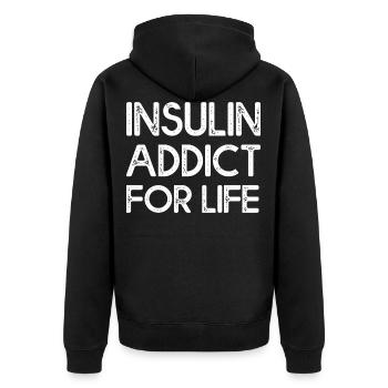 Insulin Addict For Life 2 - Unisex Premium Organic Zip Hoodie - black - Back - Nico (187cm)