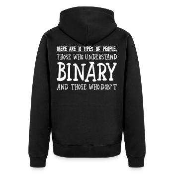 There Are 10 Types Of People, Binary Joke 2 - Unisex Premium Bio Zip Hoodie - Schwarz - Hinten - Nico (187cm)