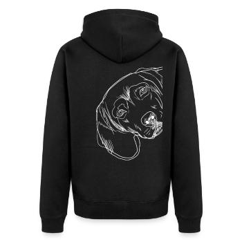Tiroler Bracke Hund - Unisex Premium Bio Zip Hoodie - Schwarz - Hinten - Nico (187cm)