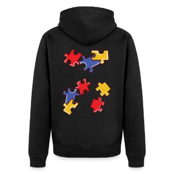 Puzzle - Unisex Premium Organic Zip Hoodie - black - Back - Nico (187cm)
