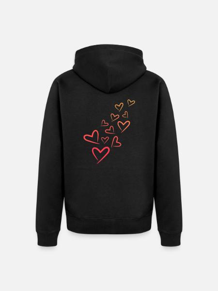 Heart Heart Pattern - Unisex Premium Organic Zip Hoodie - black