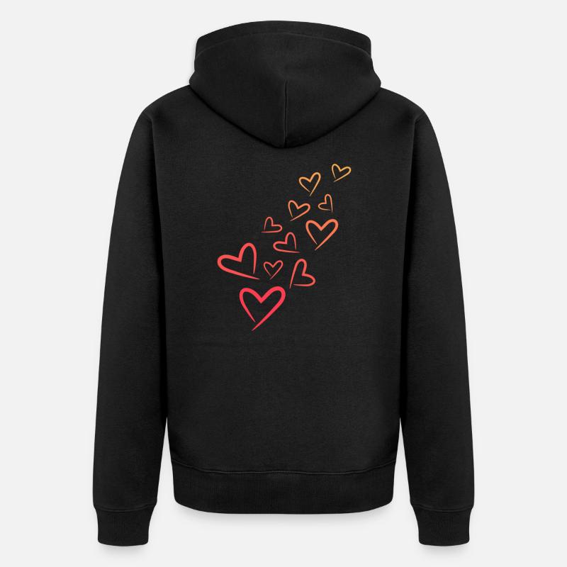 Herzchen Herz Muster - Unisex Premium Bio Zip Hoodie - Schwarz