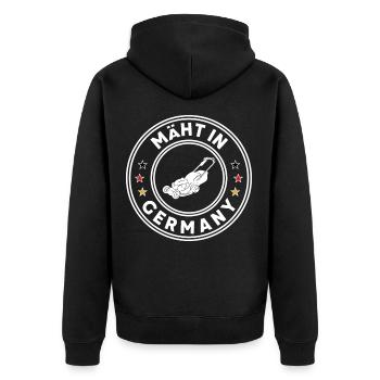 Mäht In Germany Rasenmäher Gärtner Garten - Unisex Premium Bio Zip Hoodie - Schwarz - Hinten - Nico (187cm)