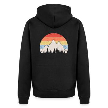 Mountains Forest Hiking Mountaineering Camping Velcro - Unisex Premium Organic Zip Hoodie - black - Back - Nico (187cm)