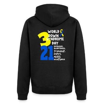 Monde Syndrome de Down Jour - Veste à capuche bio Premium Unisexe - noir - Dos - Nico (187cm)