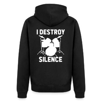 Schlagzeug Schlagzeuger Drummer Spruch - Unisex Premium Bio Zip Hoodie - Schwarz - Hinten - Nico (187cm)