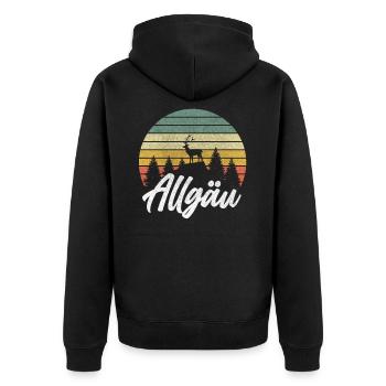 Allgäu Hirsch Design Lustiges Geschenkidee Bayern - Unisex Premium Bio Zip Hoodie - Schwarz - Hinten - Nico (187cm)