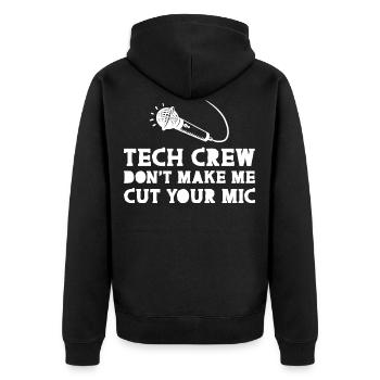 Tech Crew, Don’t Make Me Cut Your Mic - Veste à capuche bio Premium Unisexe - noir - Dos - Nico (187cm)