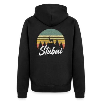 Stubai Urlaub Wintersport Skipiste Stubaital Retro - Unisex Premium Bio Zip Hoodie - Schwarz - Hinten - Nico (187cm)