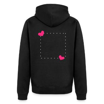 Herz Rahmen Ornament Linie - Unisex Premium Bio Zip Hoodie - Schwarz - Hinten - Nico (187cm)