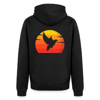 Vintage Retro Pigeon Lover Breeder Fancier - Unisex Premium Organic Zip Hoodie - black - Back - Nico (187cm)