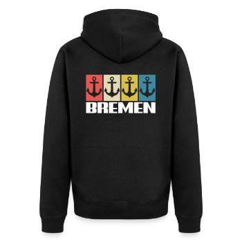 Bremen Bremen Gift - Unisex Premium Organic Zip Hoodie - black - Back - Nico (187cm)