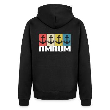 Amrum Anchor Compass North Sea Island Fog Home - Unisex Premium Organic Zip Hoodie - black - Back - Nico (187cm)