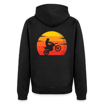 Motorry Motocross Enduro Herzschlag - Unisex Premium Bio Zip Hoodie - Schwarz - Hinten - Nico (187cm)