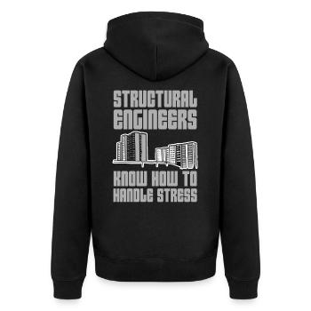 Structural Engineers Know How To Handle Stress 6 - Unisex Premium Bio Zip Hoodie - Schwarz - Hinten - Nico (187cm)