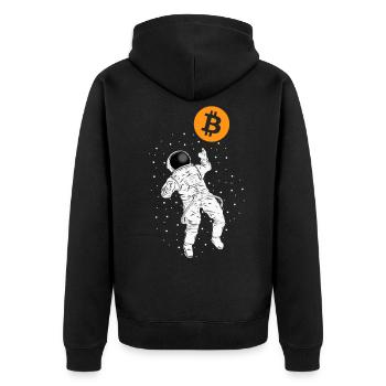 To The Moon Astronaut Bitcoin Shirt Krypto Bitcoin - Veste à capuche bio Premium Unisexe - noir - Dos - Nico (187cm)