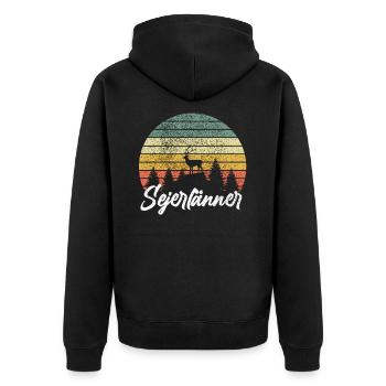 Sejerlänner - Siegen Wittgenstein Siegerland - Unisex Premium Bio Zip Hoodie - Schwarz - Hinten - Nico (187cm)