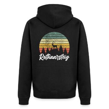 Rothaarsteig Rothaargebirge Wandern Heimat - Unisex Premium Bio Zip Hoodie - Schwarz - Hinten - Nico (187cm)