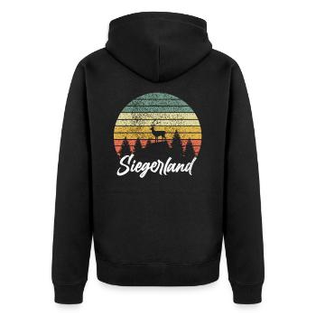 Sejerlänner - Siegen Wittgenstein Siegerland - Unisex Premium Bio Zip Hoodie - Schwarz - Hinten - Nico (187cm)