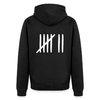 7 Geburtstag Strichliste - 7 Jahre alt - Unisex Premium Bio Zip Hoodie - Schwarz - Hinten - Nico (187cm)