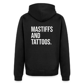 Mastiffs und Tattoos - Mastiff Hund - Unisex Premium Bio Zip Hoodie - Schwarz - Hinten - Nico (187cm)