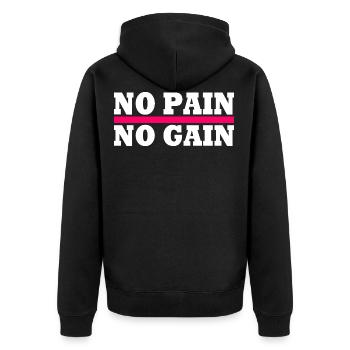 No pain no gain - Unisex Premium Organic Zip Hoodie - black - Back - Nico (187cm)