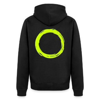 Kreis - Unisex Premium Bio Zip Hoodie - Schwarz - Hinten - Nico (187cm)