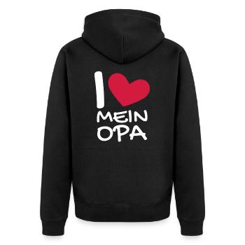 Ich liebe mein Opa - Unisex Premium Bio Zip Hoodie - Schwarz - Hinten - Nico (187cm)