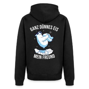 Ganz dünnes Eis mein Freund Klimawandel - Unisex Premium Bio Zip Hoodie - Schwarz - Hinten - Nico (187cm)