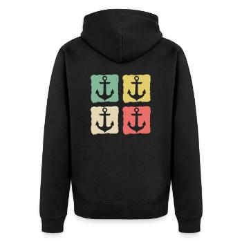 Anker Schiff Seefahrt Seefahrer Geschenk - Unisex Premium Bio Zip Hoodie - Schwarz - Hinten - Nico (187cm)