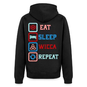 Wiccan Hexe Wicca Heidnisch Pagan - Unisex Premium Bio Zip Hoodie - Schwarz - Hinten - Nico (187cm)