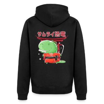 Samurai Dino Ninja Japan Shinobi Katana Kendo Gift - Unisex Premium Organic Zip Hoodie - black - Back - Nico (187cm)