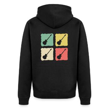 Guitariste guitare rétro vintage musiques - Veste à capuche bio Premium Unisexe - noir - Dos - Nico (187cm)
