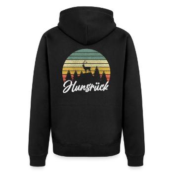 Hunsrück Diebische Bergvolk Hunsrücker Heimat - Unisex Premium Bio Zip Hoodie - Schwarz - Hinten - Nico (187cm)