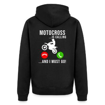 Motocross Is Calling Funny Pilote de motocross - Veste à capuche bio Premium Unisexe - noir - Dos - Nico (187cm)