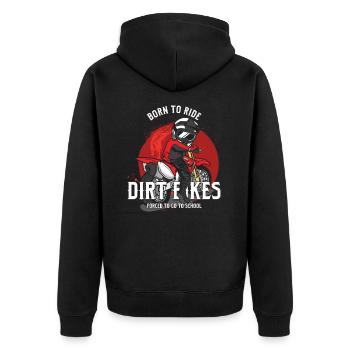 Born To Ride School Dirt Bike Motocross - Unisex Premium Organic Zip Hoodie - black - Back - Nico (187cm)