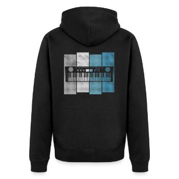 Vintage Keyboard - Keyboarder Musik Geschenk - Unisex Premium Bio Zip Hoodie - Schwarz - Hinten - Nico (187cm)