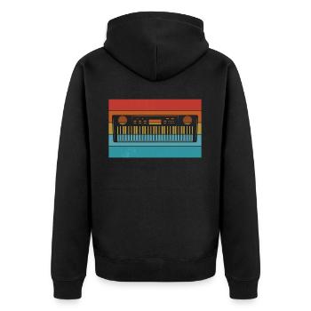 Rétro Synthés Keyboard Électro producteur de musique - Veste à capuche bio Premium Unisexe - noir - Dos - Nico (187cm)