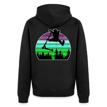 Escooter Scooter Stunt - Unisex Premium Bio Zip Hoodie - Schwarz - Hinten - Nico (187cm)