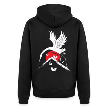 Common Crane Japan Bird Watching Japanese Culture - Unisex Premium Organic Zip Hoodie - black - Back - Nico (187cm)