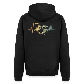 Drums Pulse Heart Drummer - Unisex Premium Organic Zip Hoodie - black - Back - Nico (187cm)
