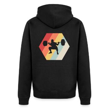 Gym Squad Pumps Bodybuilding Strength Training - Unisex Premium Organic Zip Hoodie - black - Back - Nico (187cm)
