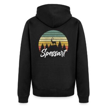 Spessart Hessen Hirsch Wald Wandern Heimat Urlaub - Unisex Premium Bio Zip Hoodie - Schwarz - Hinten - Nico (187cm)