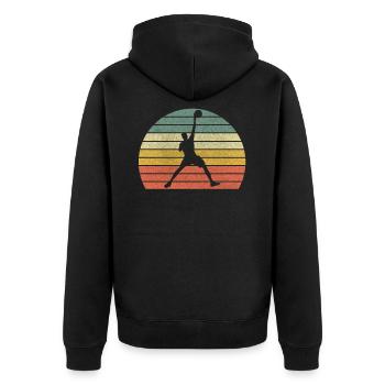 Basketball Retro Basketballer Colorful Basketball Basket - Unisex Premium Organic Zip Hoodie - black - Back - Nico (187cm)