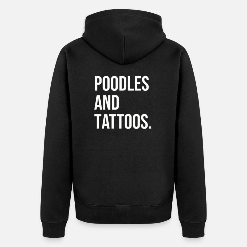 Caniche et tatouages - Veste à capuche bio Premium Unisexe - noir
