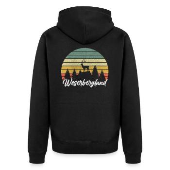 Weserbergland Sucht Heimat Urlaub Wandern Geschenk - Unisex Premium Bio Zip Hoodie - Schwarz - Hinten - Nico (187cm)