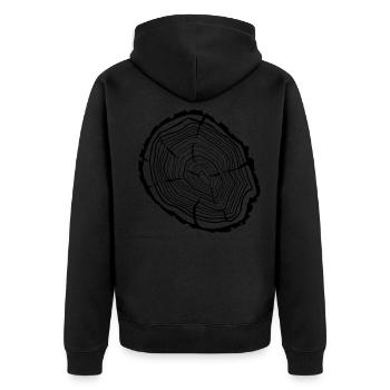 Disque de bois Anneaux d’arbres - Veste à capuche bio Premium Unisexe - noir - Dos - Nico (187cm)