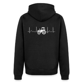 Tractor Heartbeat Farmer Trecker Tractor ECG - Unisex Premium Organic Zip Hoodie - black - Back - Nico (187cm)