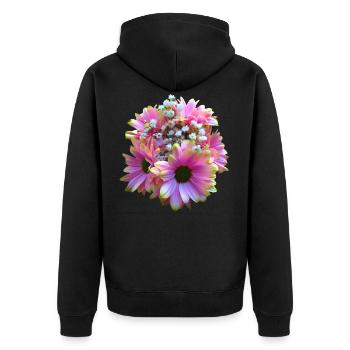 Fleur, Bouquet, fleur rose, fleurs de fleur, fleurs marénies florales - Veste à capuche bio Premium Unisexe - noir - Dos - Nico (187cm)